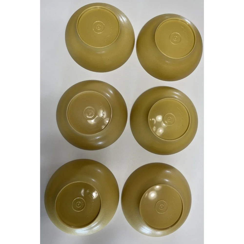 Lot Of 6 Tupperware Harvest Gold Salad Soup‎ Cereal Bowls #890